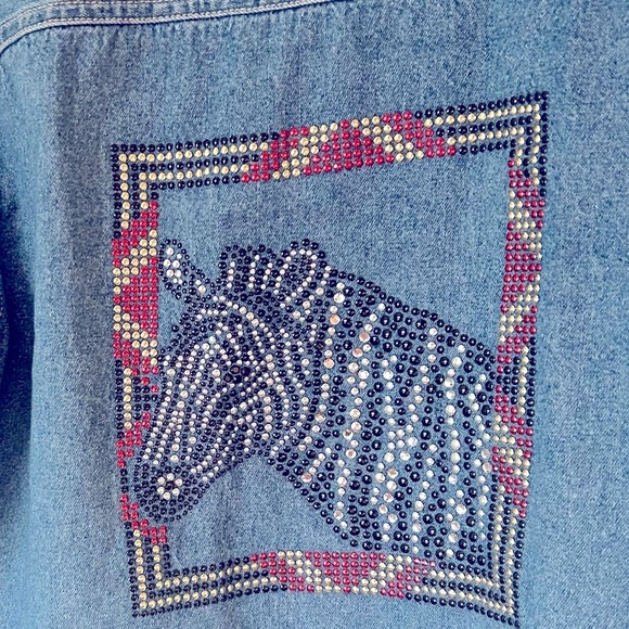Draper's & Damon's Petite Small Embellished Zebra Vintage Denim Jacket Bling - Picture 12 of 12
